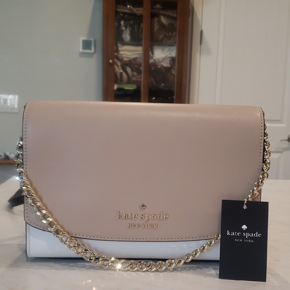 Kate Spade ♠️ Tan/ White/Black Crossbody Bag Size Small